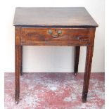 19th century oak side table with single drawer, 75cm high.