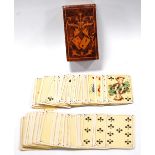 Small marquetry playing card box.