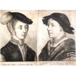 AFTER HOLBEIN Two portrait engravings by Bierling, 14cm x 10cm.