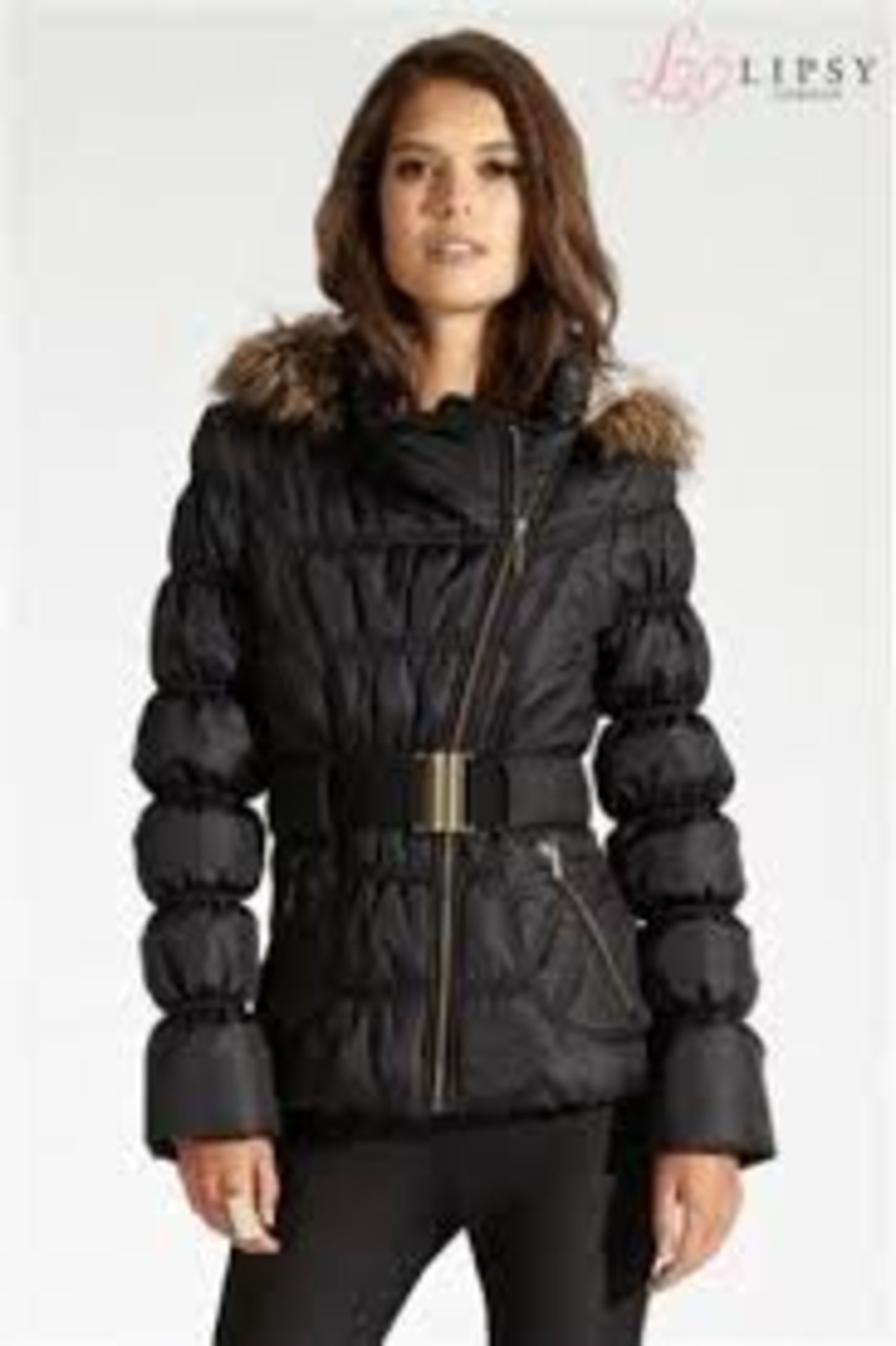 LIPSY LADIES SHORT BELTED BLACK JACKET – 12 (DELIVERY BAND A)