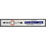 1930s London Underground ENAMEL STATION SIGN 'Way Out and to Piccadilly Line Platforms 3, 4 & 5'.