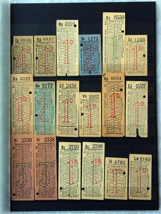 Selection of 1930s London Passenger Transport Board bus PUNCH TICKETS of the first LPTB type, in - Image 2 of 3