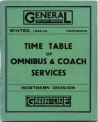 (London) General Country Services TIMETABLE OF OMNIBUS & COACH SERVICES, Northern Division for