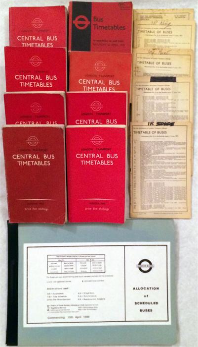 Selection of London Transport Central Bus TIMETABLE BOOKS comprising Summer 1962, Winter 1963,