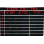 A London Underground DEPOT TRAIN LOCATION BOARD ex London Road depôt on the Bakerloo Line. With