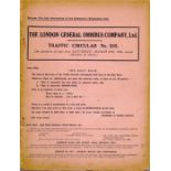 1926 London General Omnibus Company TRAFFIC CIRCULAR No 595, effective 27 March 1926. One of the