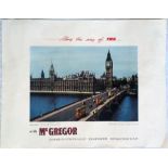 c1949 Trans World Airlines (TWA) POSTER 'England - Houses of Parliament' featuring a colour photo of