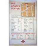 Original 1945 London Transport double-royal POSTER 'Bus Routes from here' and produced for display