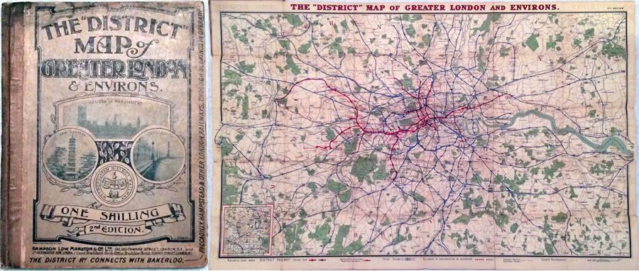 The "District [Railway] MAP of Greater London & Environs', 2nd edition, dated 1907. From the - Image 2 of 4