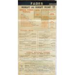 London Country Council (LCC) Tramways paper FARECHART for service 11, Moorgate & Highgate Village.