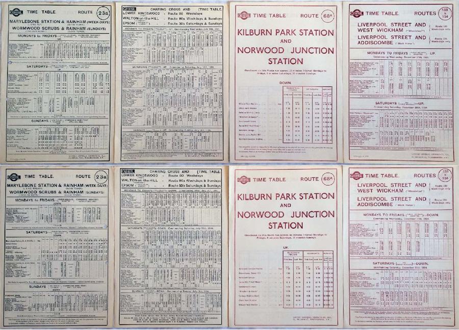 London General Omnibus Company double-sided BUS STOP PANEL TIMETABLES for route 23A Marylebone to - Image 3 of 4