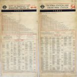 London Transport Tramways card FARECHART, a double-sided version dated July 1948 for routes 44/46