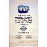 Original 1935 London Transport double-royal poster 'Model Dairy in the Ticket Hall, Charing Cross