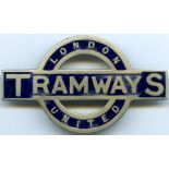 London United Tramways Driver's & Conductor's CAP BADGE dating from 1924-1933. Based on the