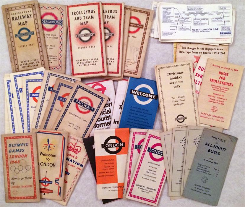 Quantity of London Transport POCKET MAPS & LEAFLETS from 1930s-1970s including Underground, Tram & - Image 3 of 4