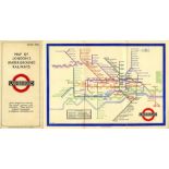 First edition of the London Underground diagrammatic, fold-out CARD MAP designed by Harry Beck and