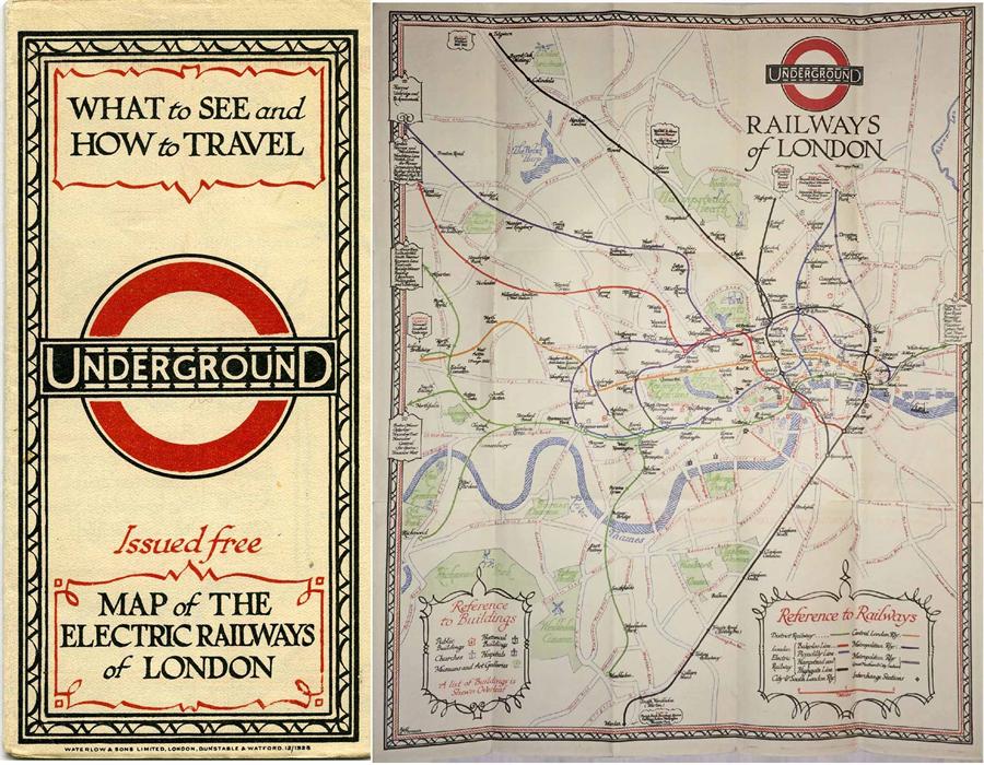 1928 London Underground MAP of the Electric Railways of London "What to see and how to travel".