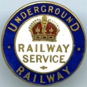 WW1 ''Railway Service'' LAPEL BADGE ''Underground Railway'' issued to workers on the Underground