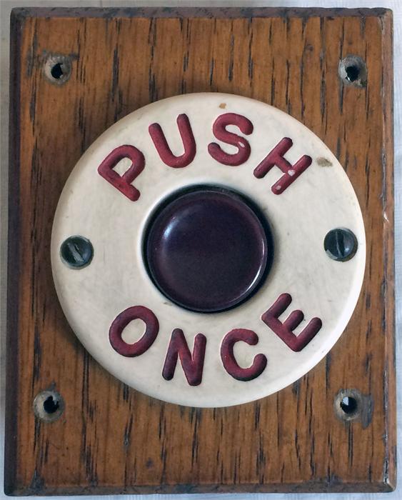 A 'Push Once' BELL-PUSH believed to be ex-'Feltham'-type tramcar, sold by London Transport to Leeds,