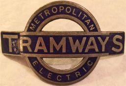 Metropolitan Electric Tramways Driver's & Conductor's CAP BADGE dating from 1924-1933. Based on