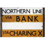 Pair of London Underground Standard Stock (1920s) and/or 38-Stock enamel DESTINATION PLATES from the