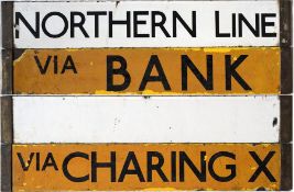 Pair of London Underground Standard Stock (1920s) and/or 38-Stock enamel DESTINATION PLATES from the