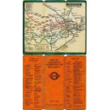 1927 London Underground linen-card POCKET MAP from the 'Stingemore' series. This is the fourth