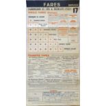 London Country Council (LCC) Tramways paper FARECHART for service 17, Farringdon St Stn &