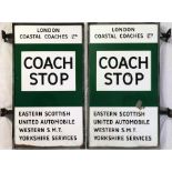 London Coastal Coaches Ltd 1930s-50s enamel COACH STOP as fitted by London Transport to stops in the