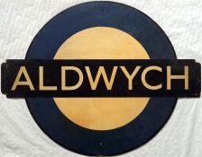 1930s London Transport TRAMWAY STATION SIGN 'ALDWYCH' from one of two stations in the Kingsway