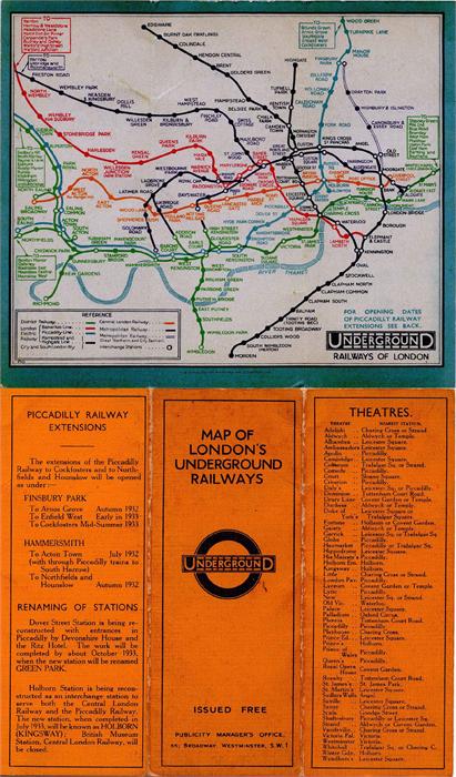 1932 London Underground linen-card POCKET MAP from the 'Stingemore' series. From the larger series - Image 2 of 4