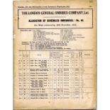 1932 London General Omnibus Company ALLOCATION OF SCHEDULED OMNIBUSES No 40 effective 30 November