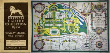 1924 British Empire Exhibition at Wembley fold-out PLAN & MAP showing its "situation in relation