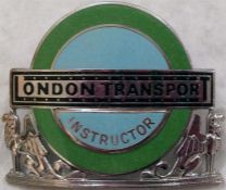 London Transport Country Buses & Coaches Driving Instructor's CAP BADGE in chrome finish with a