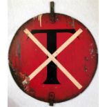 London Underground 'Crossed T' SIGN which would have been hung at the end of the station platform to