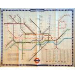 1967 London Transport Underground quad-royal POSTER MAP designed by Paul E Garbutt. With a print-