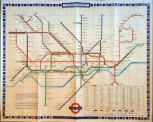 1967 London Transport Underground quad-royal POSTER MAP designed by Paul E Garbutt. With a print-