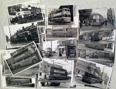 Large quantity of London trolleybus postcard-size b&w photographs, mainly post-war but a few 1930s