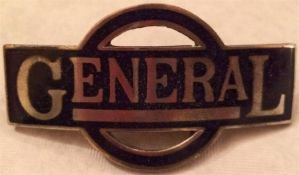 London "General" Omnibus Co bus driver's/conductor's CAP BADGE in blue enamel as issued from c1914