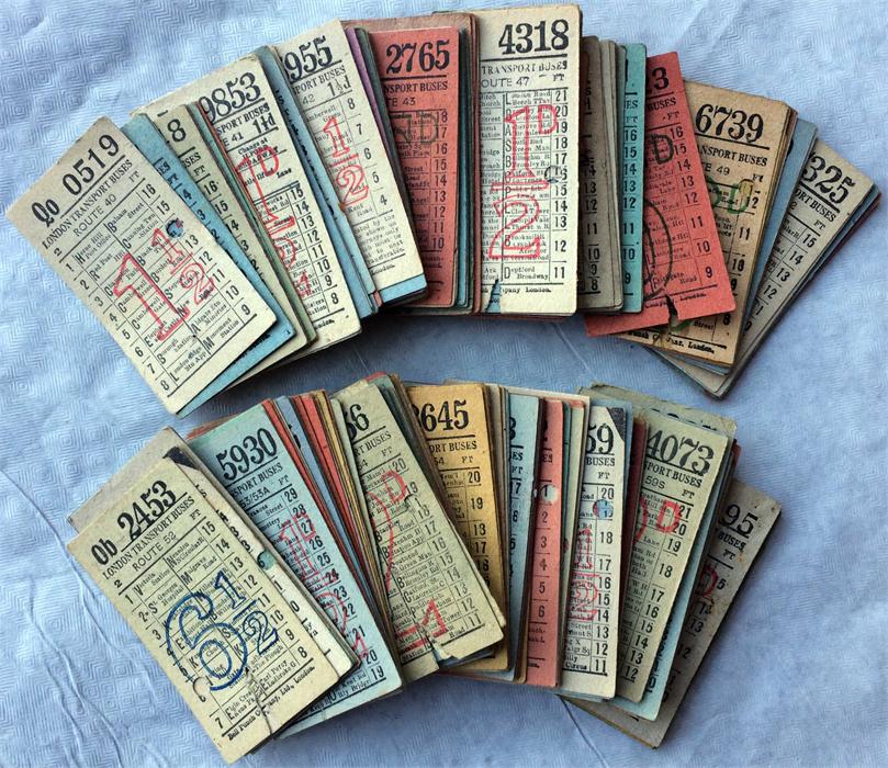 Collection of London Transport 1940s geographical PUNCH TICKETS for routes 40 to 60. Tickets are - Image 2 of 4