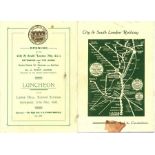 City & South London Railway Co fold-out card LUNCHEON MENU dated 11 May 1907 to mark the opening