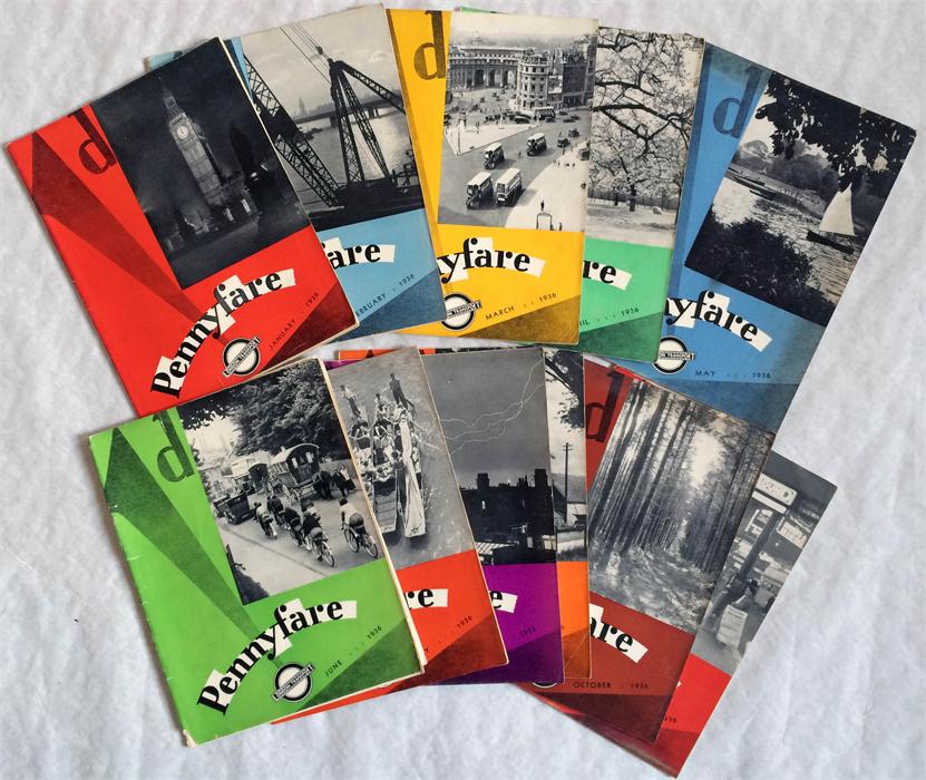 London Transport 'Pennyfare' STAFF MAGAZINES for the 1936 year, minus the November issue. - Image 3 of 4