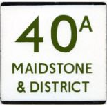 London Transport bus stop enamel E-PLATE for Maidstone & District route 40A. It is thought that this