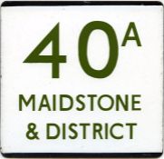 London Transport bus stop enamel E-PLATE for Maidstone & District route 40A. It is thought that this
