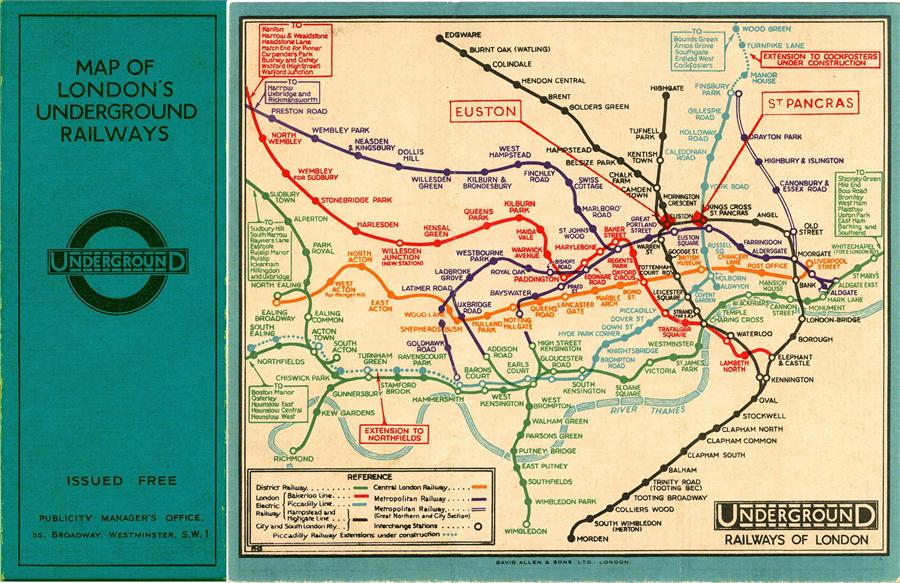 c1930 London Underground linen-card POCKET MAP from the 'Stingemore' series. From the larger - Image 2 of 4