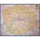 Original 1934 London Transport quad royal POSTER MAP of 'All Routes - Road & Rail' including