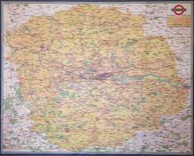 Original 1934 London Transport quad royal POSTER MAP of 'All Routes - Road & Rail' including