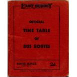 East Surrey Traction Co Ltd "OFFICIAL TIMETABLE OF BUS ROUTES - Winter Service, (First Issue) 7/10/