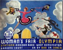 Original 1938 London Transport PANEL POSTER 'Woman's Fair, Olympia' by an unknown artist. These
