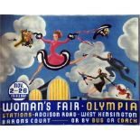 Original 1938 London Transport PANEL POSTER 'Woman's Fair, Olympia' by an unknown artist. These